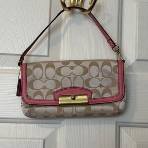 ** SOLD ** - Vintage Coach Kristen Sateen Large Flap Wristlet (F48980)